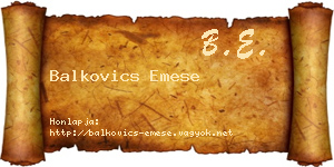 Balkovics Emese névjegykártya
